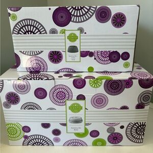 Scentsy White Air Base & Linen Shade with Purple and Lime Accents